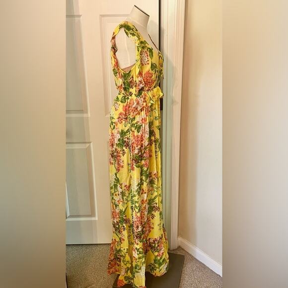 PLENTY by Tracy Reese Womens Boho Floral Ruffle Yellow Sungrove Maxi Dress - Picture 4 of 8